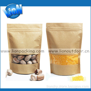 Ziplock Stand up Kraft Paper Bag with Transparent Window
